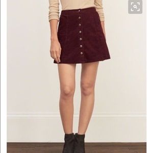 Abercrombie and Fitch 00 Red Corduroy Skirt with Buttons